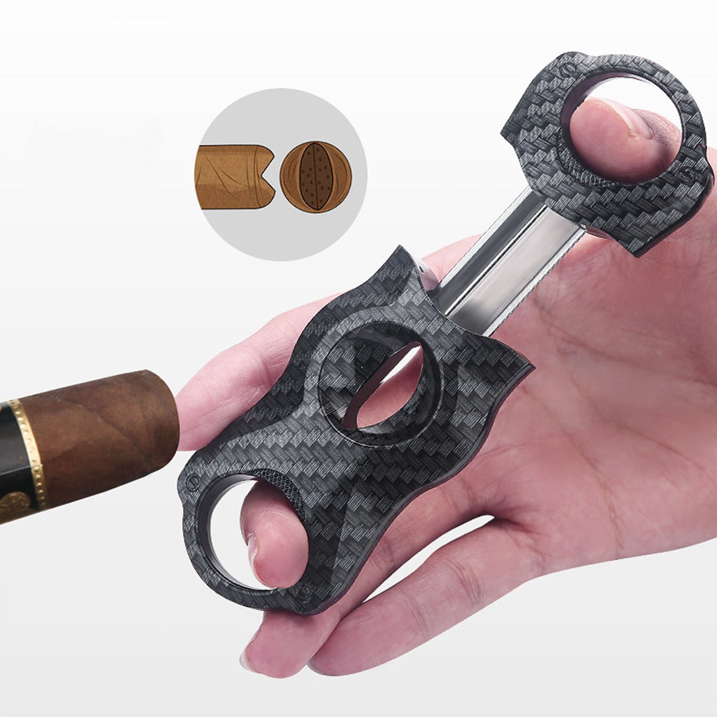 Professional V-Cut Cigar Cutter with Stainless Steel Blade, Ergonomic Plastic Guillotine Design, Precision Cutting for All Cigar Sizes, Portable for Home, Office & Travel Use