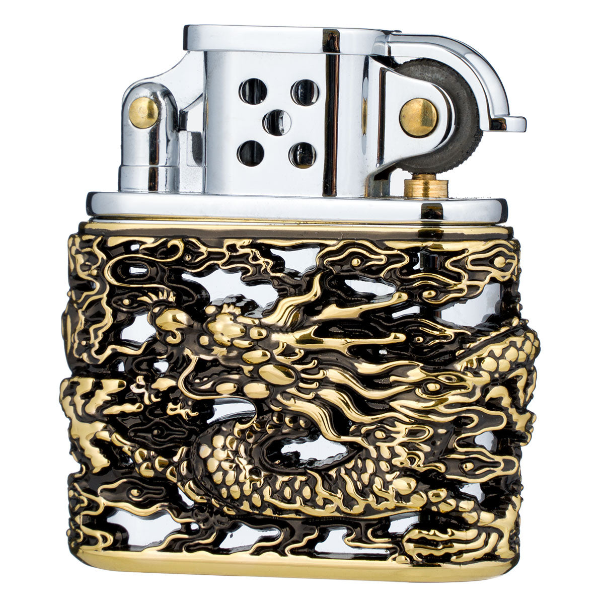 Chinese Dragon Creative Hollow Carved Antique Style Lift Arm Kerosene Windproof Lighter