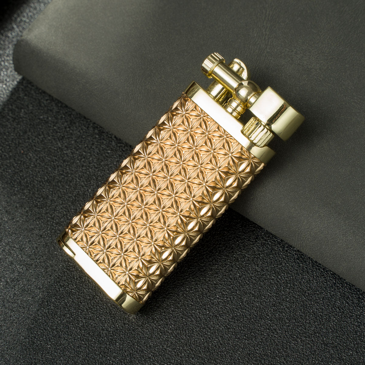 Angled Soft Flame Antique Style Lift Arm Butane Refillable Lighter with Tamper & Pick