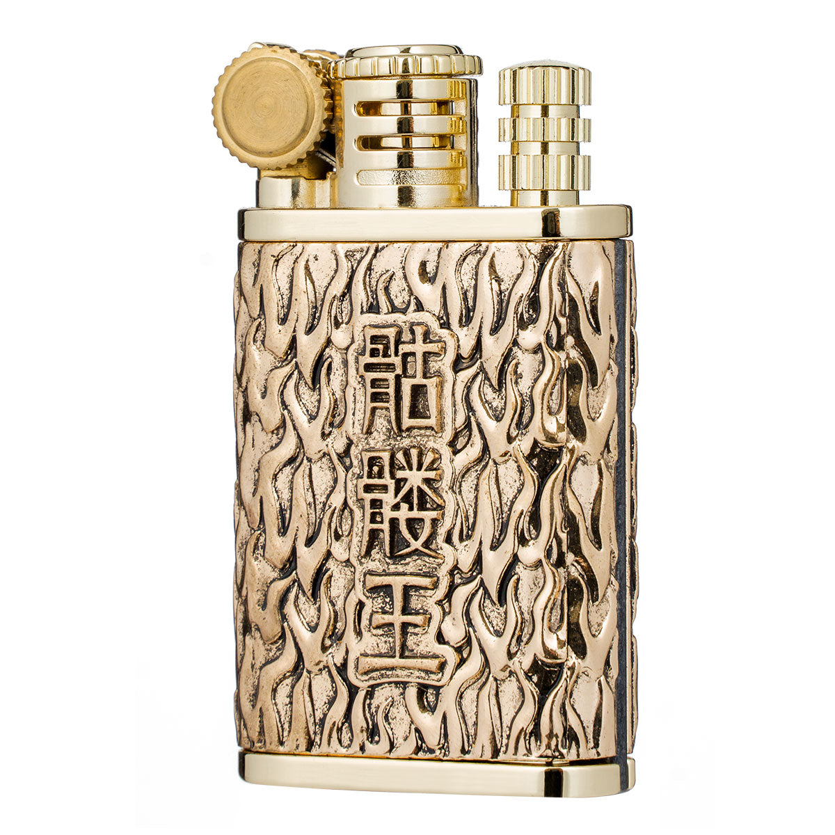 2 in 1 Lighetr Permanent Match Antique Style Flint Wheel Kerosene Lighter with Permanent Match  Skull King