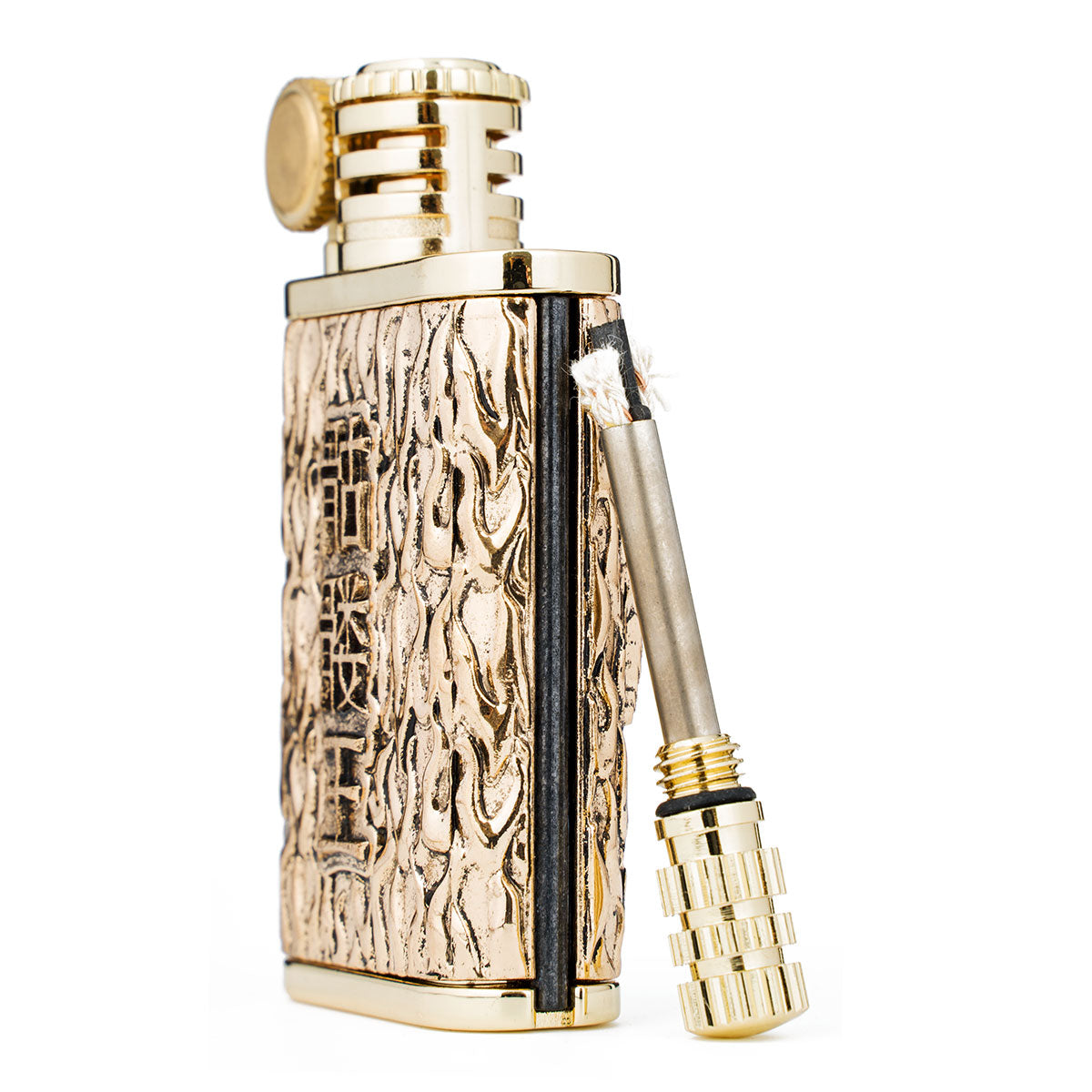 2 in 1 Lighetr Permanent Match Antique Style Flint Wheel Kerosene Lighter with Permanent Match  Skull King