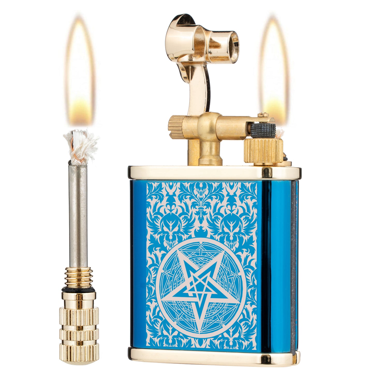 2 in 1 Lighetr Permanent Match Antique Style Lift Arm Kerosene Lighter with Permanent Match