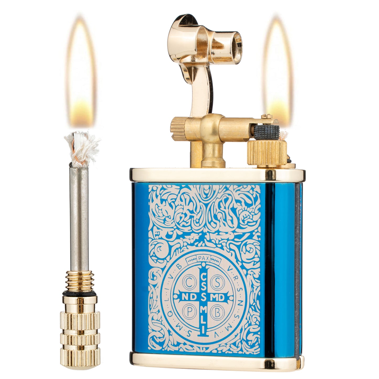 2 in 1 Lighetr Permanent Match Antique Style Lift Arm Kerosene Lighter with Permanent Match