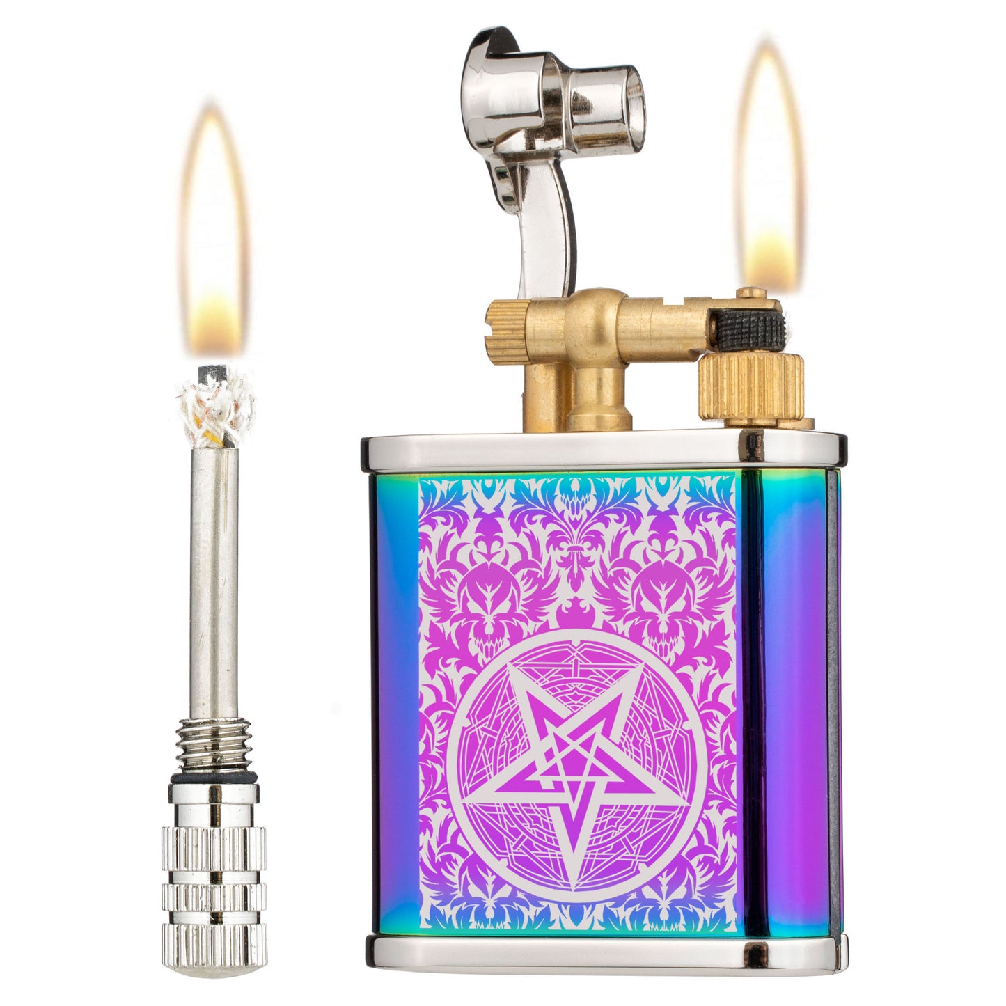 2 in 1 Lighetr Permanent Match Antique Style Lift Arm Kerosene Lighter with Permanent Match