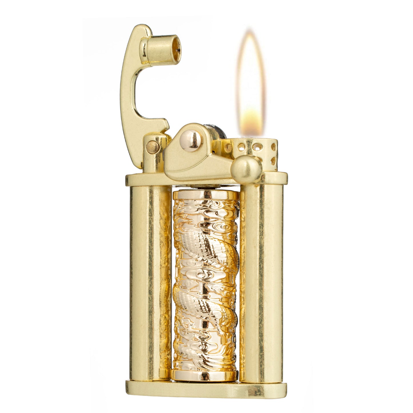 Antique Type Rotatable Dragon Pillar Soft Flame Rocker Arm Petrol Kerosene Lighter
