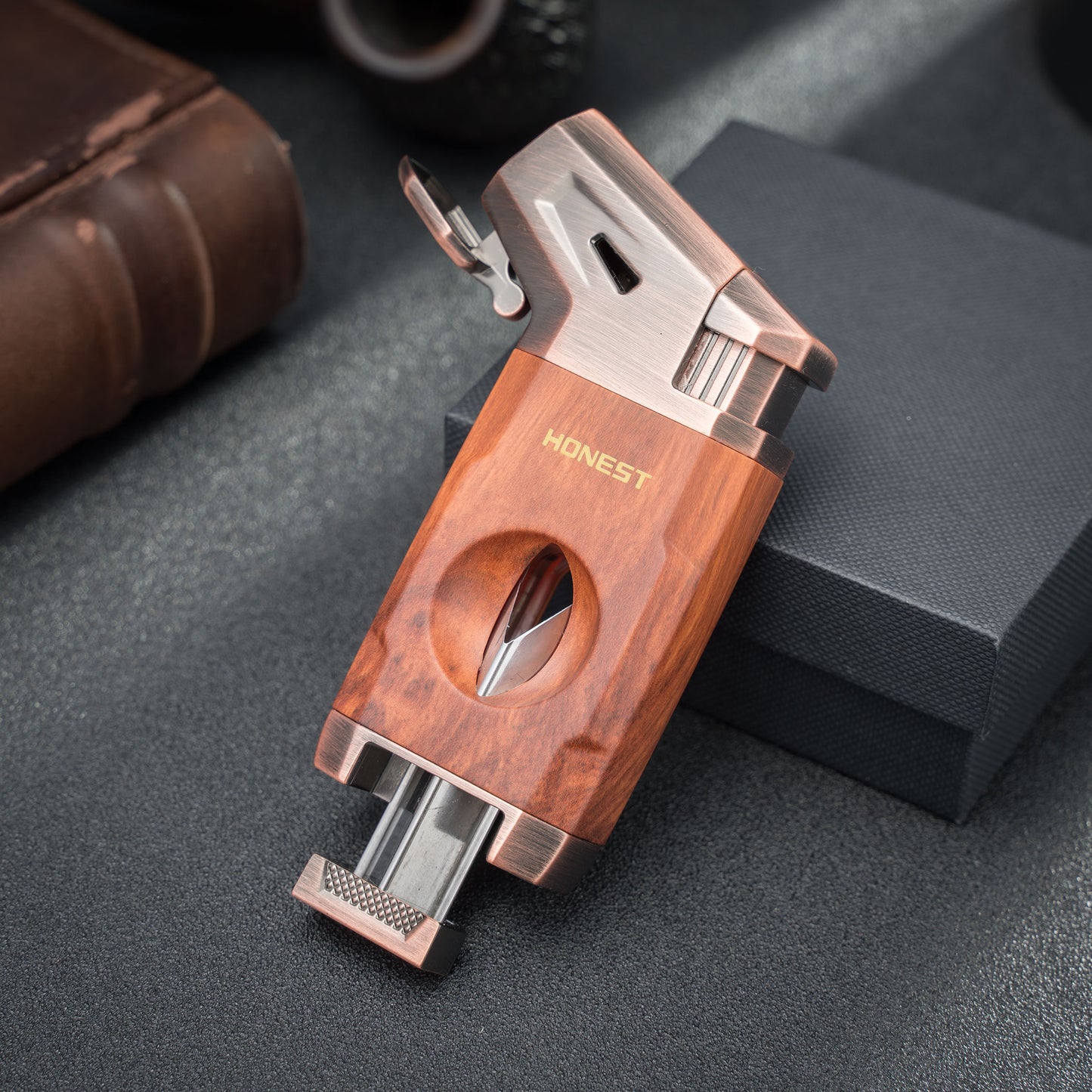 Multifunctional 2 in 1 Lighter Windproof Jet Flame Butane Refillable Torch Lighter with V Cutter