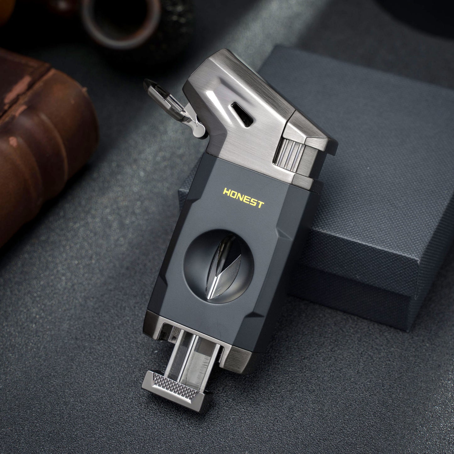 Multifunctional 2 in 1 Lighter Windproof Jet Flame Butane Refillable Torch Lighter with V Cutter