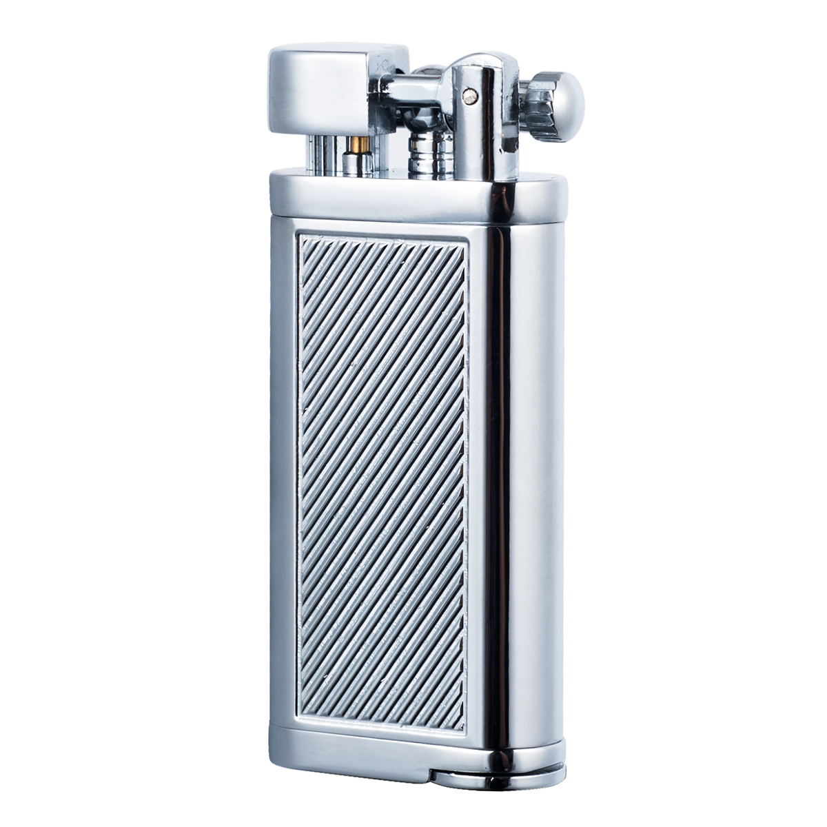 Angled Soft Flame Antique Style Lift Arm Butane Refillable Lighter with Tamper & Pick