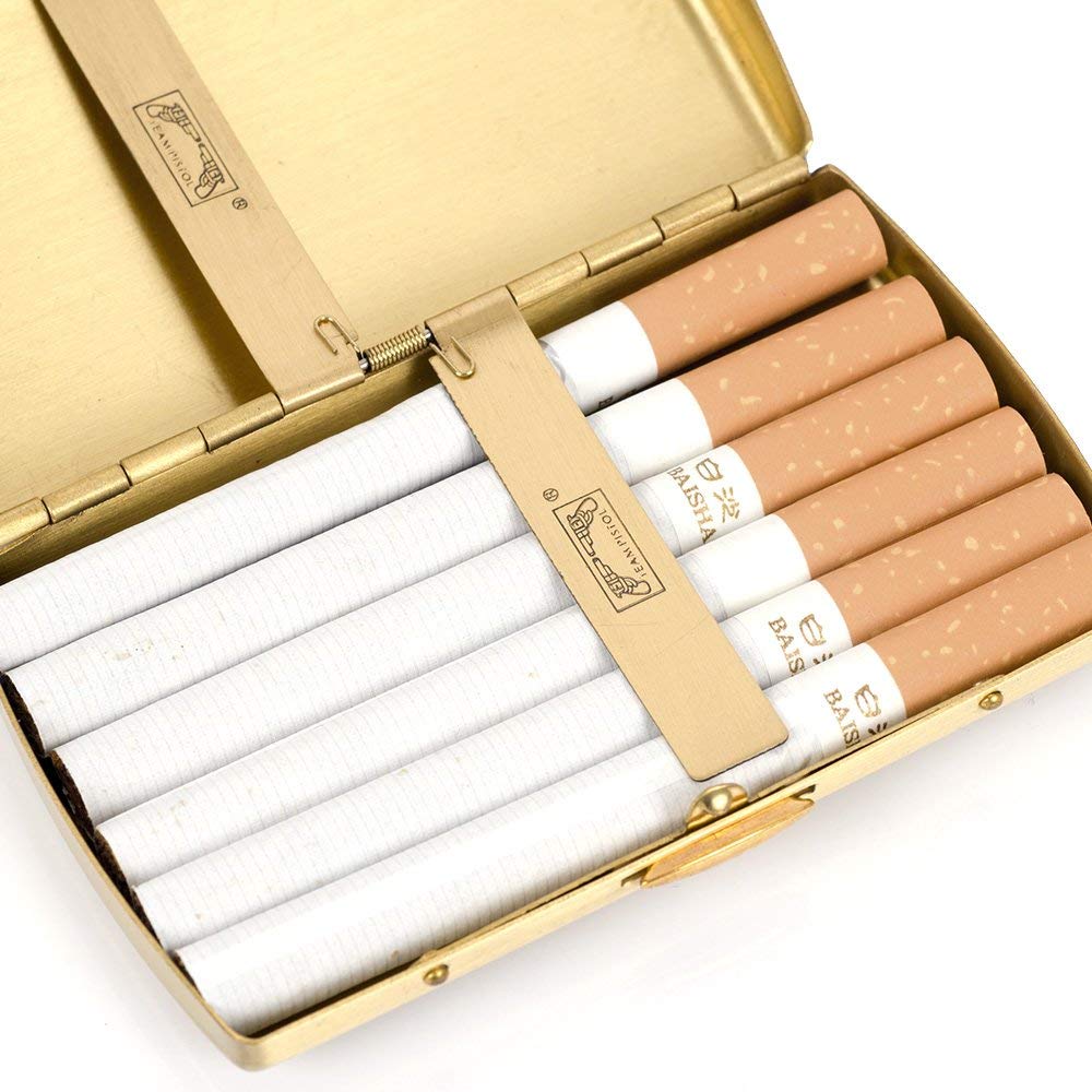 Carved Arabesques Brass Cigarette Case - 12-Capacity Luxury Holder, Engraved Metal Cigarette Box for Men and Women Ideal Gift