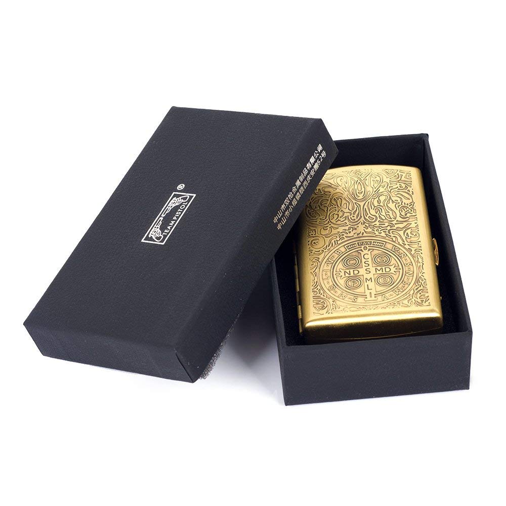 Carved Arabesques Brass Cigarette Case - 12-Capacity Luxury Holder, Engraved Metal Cigarette Box for Men and Women Ideal Gift