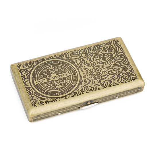 Retro Metal Cigarette Case - Antique Brass, Double-Sided Spring Clip Holder for Regular & 100s Cigarettes, Crush-Proof Portable Box