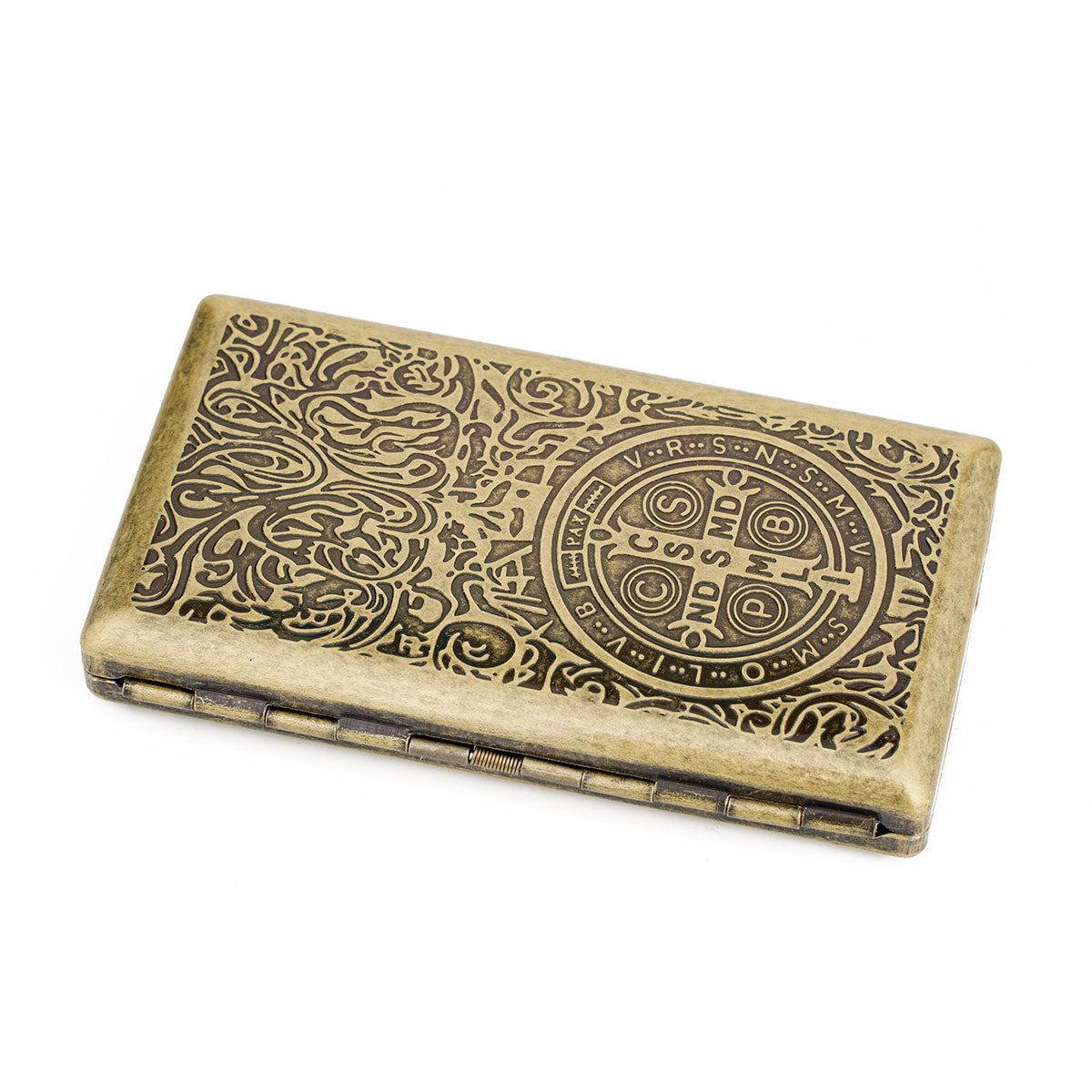 Retro Metal Cigarette Case - Antique Brass, Double-Sided Spring Clip Holder for Regular & 100s Cigarettes, Crush-Proof Portable Box