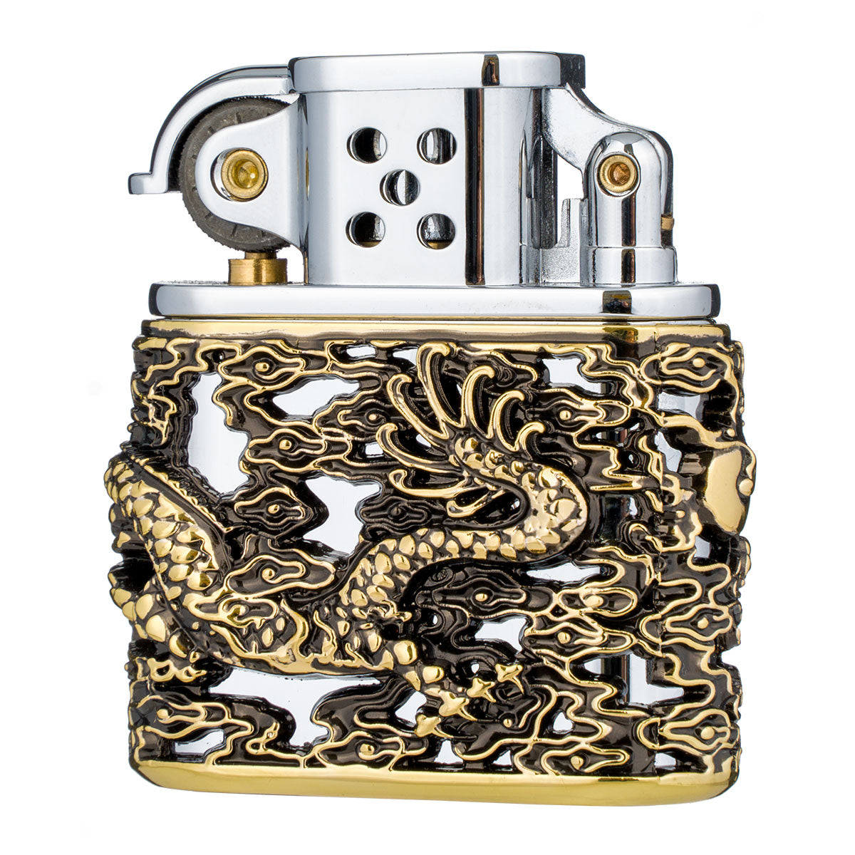 Chinese Dragon Creative Hollow Carved Antique Style Lift Arm Kerosene Windproof Lighter