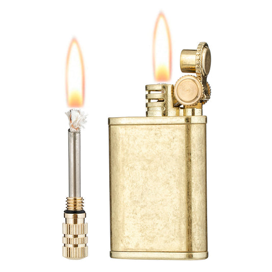 2 in 1 Lighetr Permanent Match Antique Style Flint Wheel Kerosene Lighter with Permanent Match