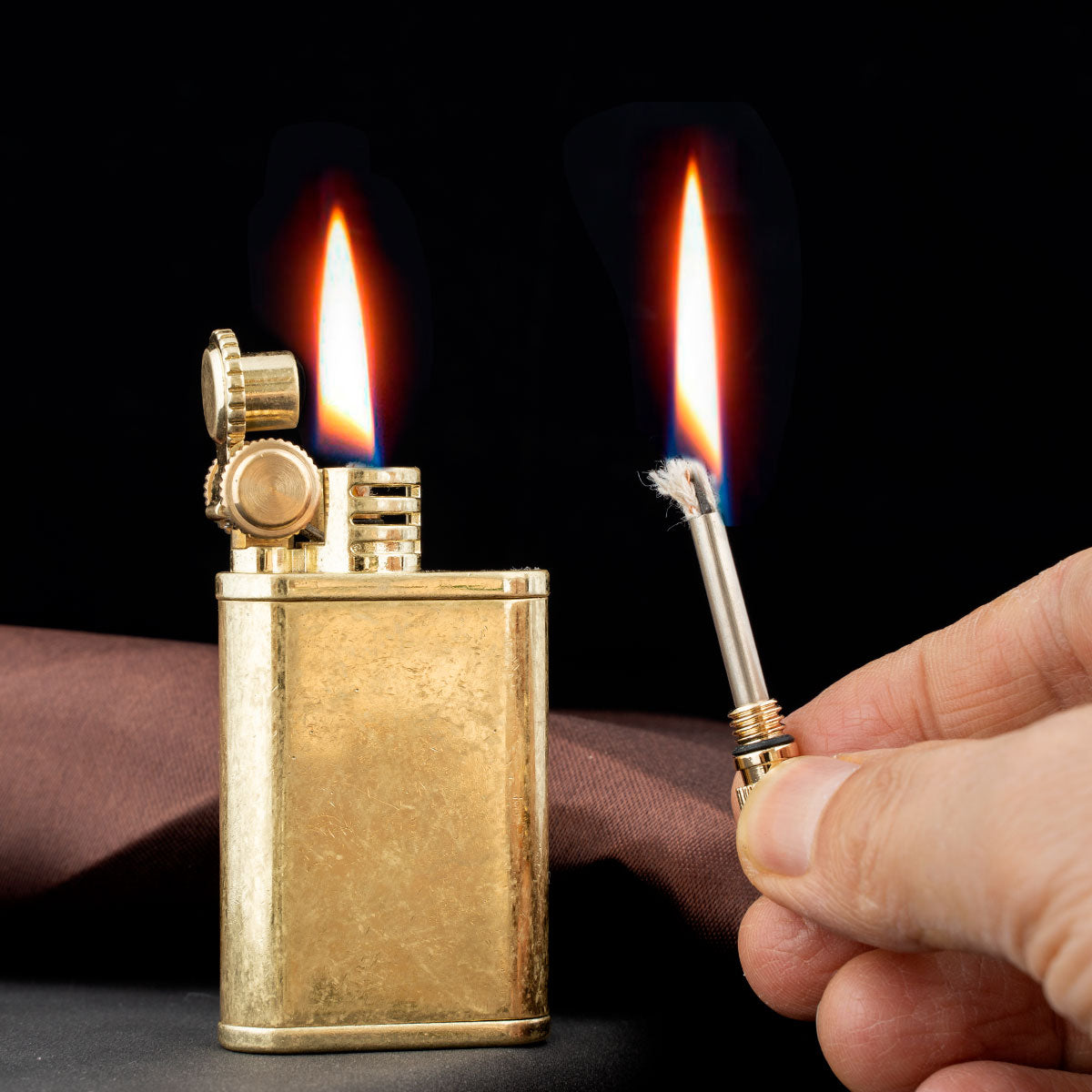 2 in 1 Lighetr Permanent Match Antique Style Flint Wheel Kerosene Lighter with Permanent Match