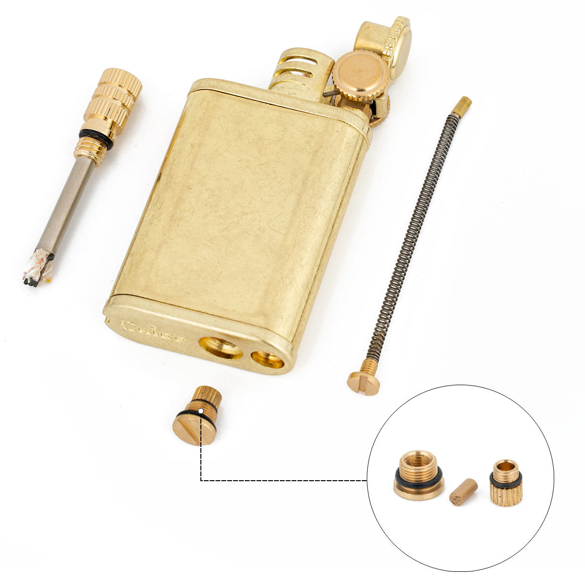 2 in 1 Lighetr Permanent Match Antique Style Flint Wheel Kerosene Lighter with Permanent Match