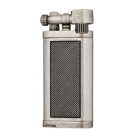 Angled Soft Flame Antique Style Lift Arm Butane Refillable Lighter with Tamper & Pick