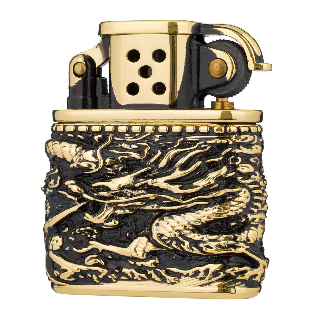 Chinese Dragon Creative Hollow Carved Antique Style Lift Arm Kerosene Windproof Lighter