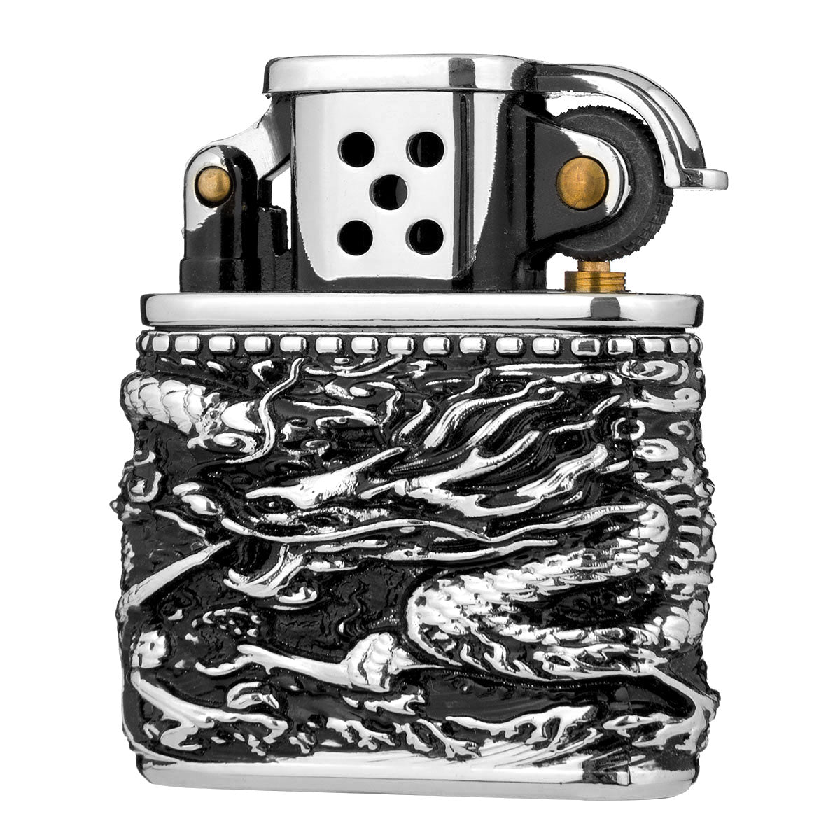 Chinese Dragon Creative Hollow Carved Antique Style Lift Arm Kerosene Windproof Lighter