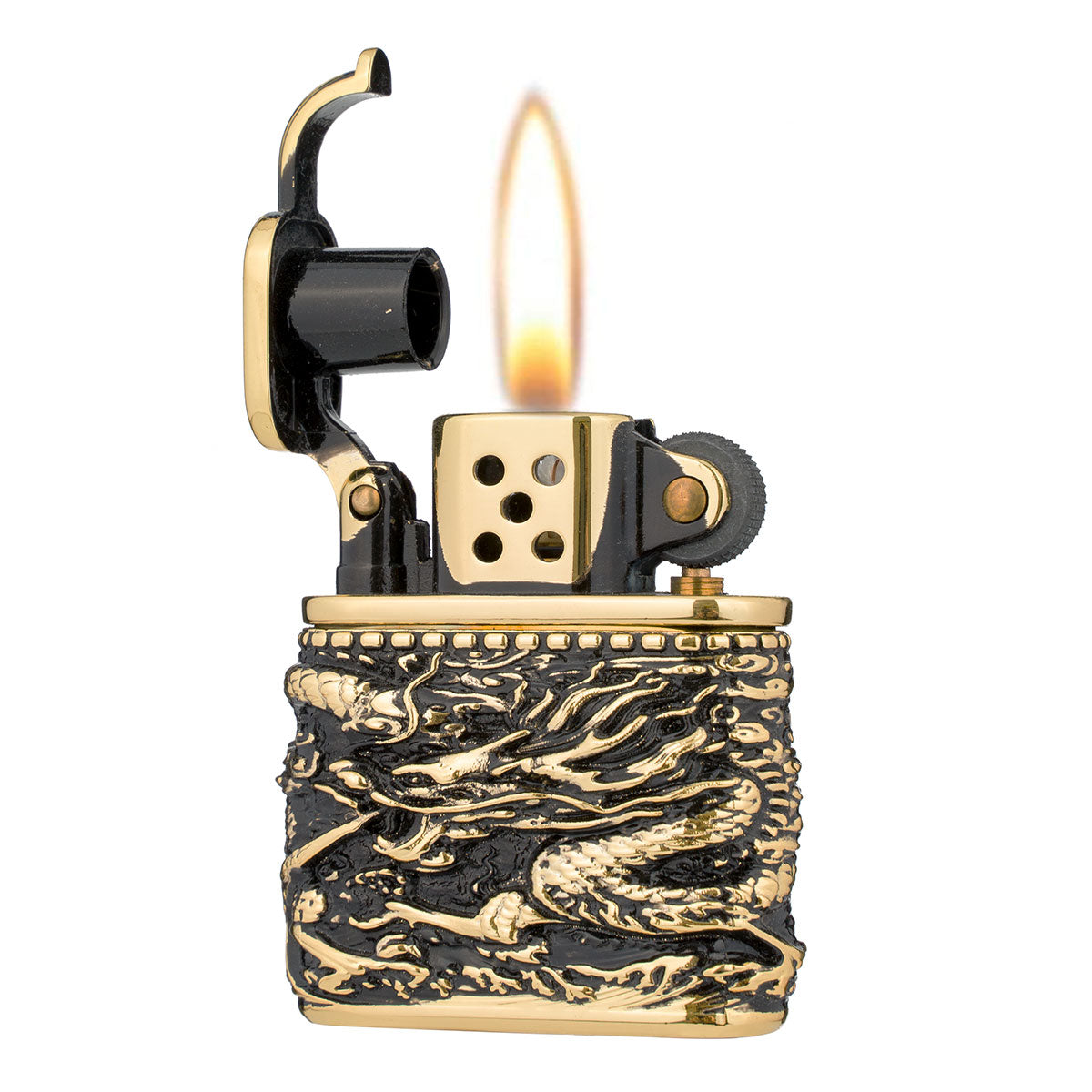 Chinese Dragon Creative Hollow Carved Antique Style Lift Arm Kerosene Windproof Lighter