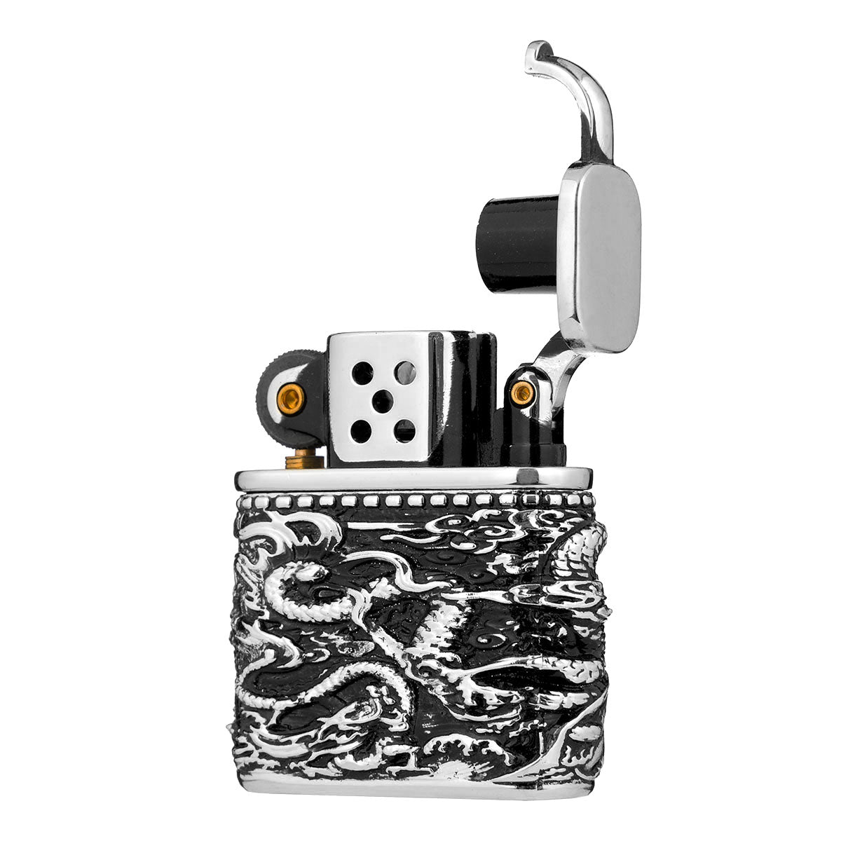 Chinese Dragon Creative Hollow Carved Antique Style Lift Arm Kerosene Windproof Lighter