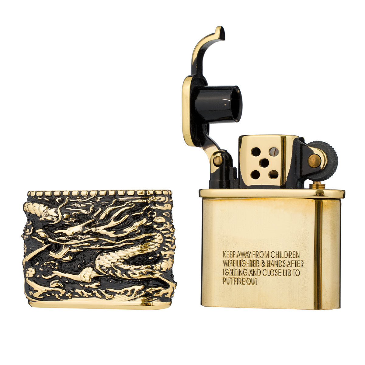 Chinese Dragon Creative Hollow Carved Antique Style Lift Arm Kerosene Windproof Lighter