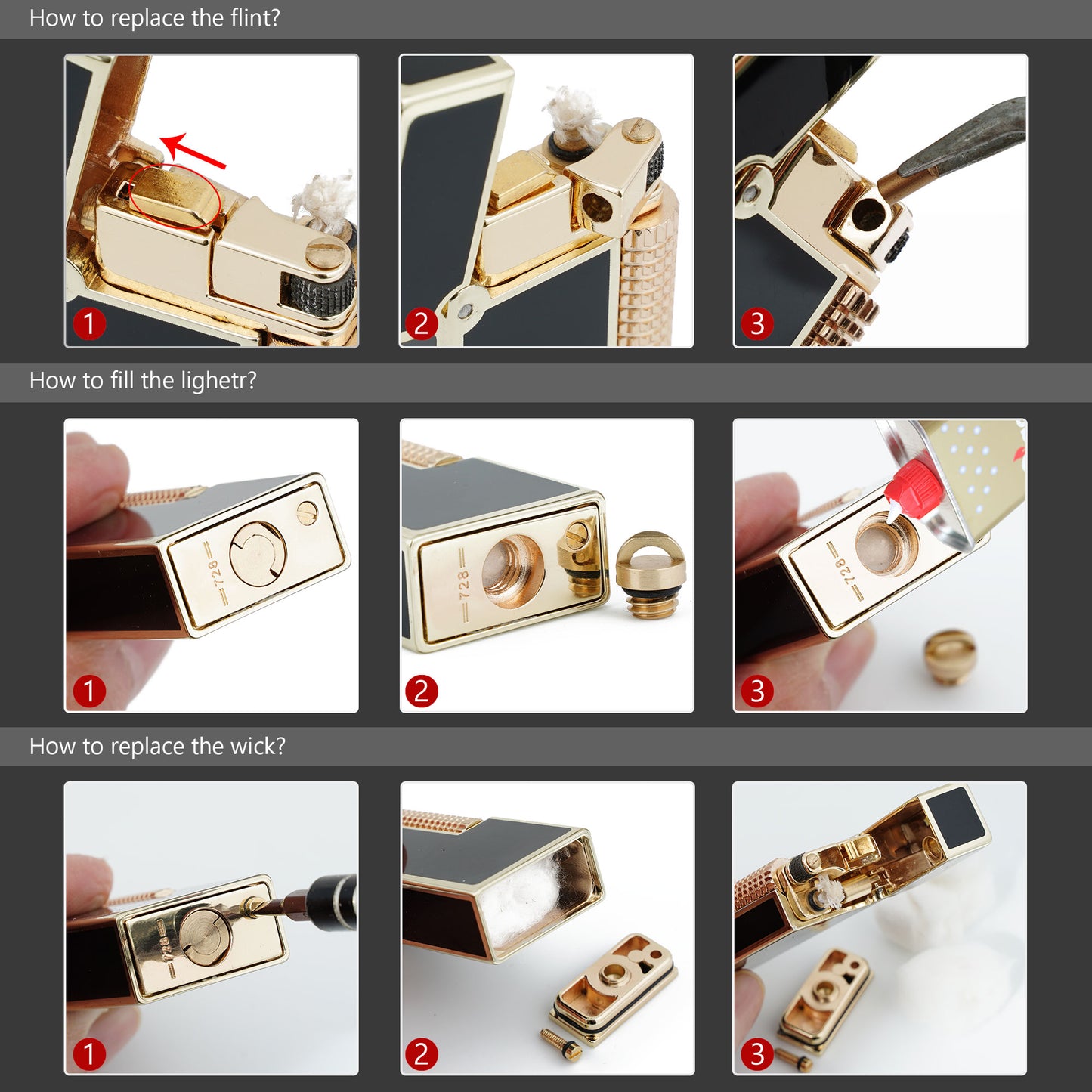 Antique Type Classic Soft Flame Kerosene Lighter Fluid Refillable Lighter, Gifts for Men