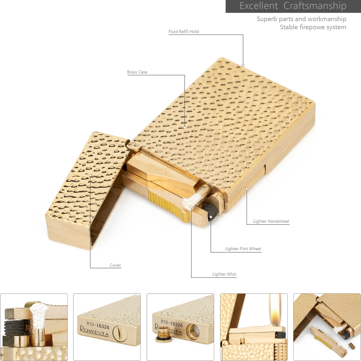 Classic Soft Flame Solid Brass Kerosene Lighter Side Wheel Lighter for Outdoor Camping Men's Gifts