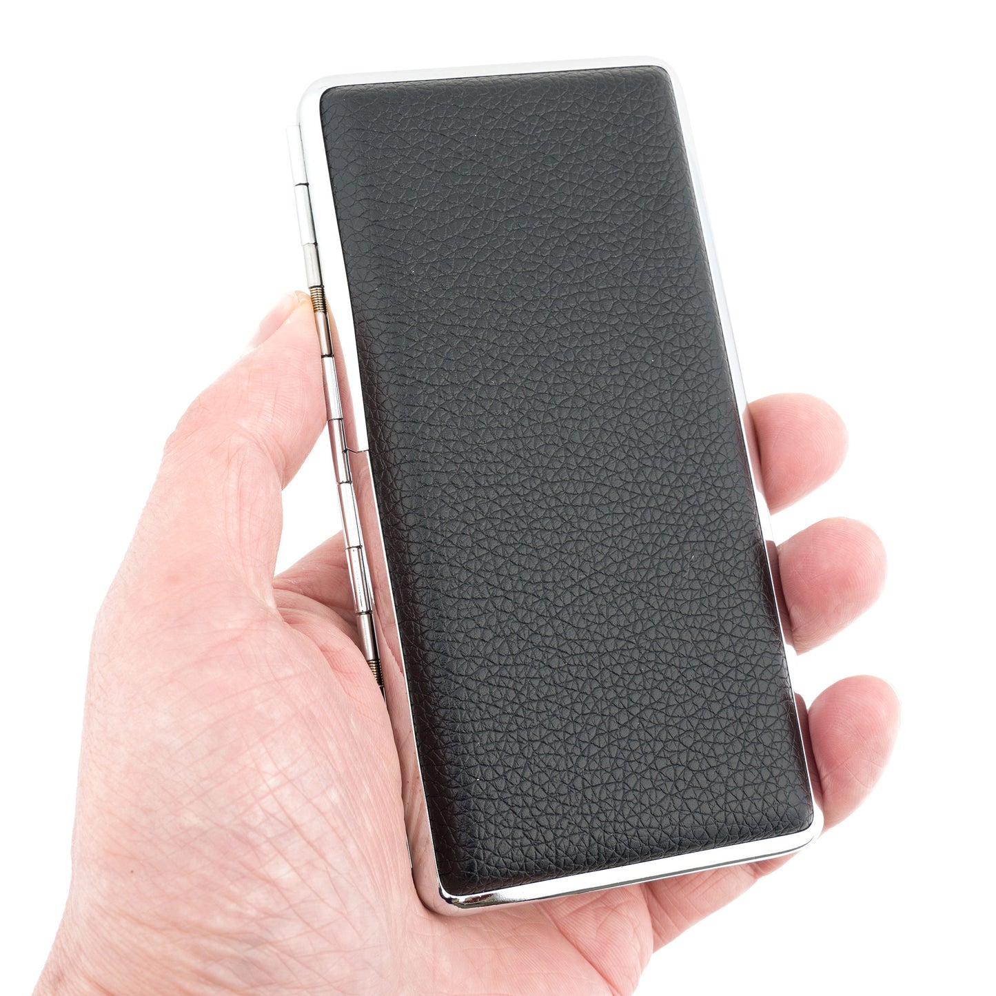 Cigarette Box for Women and Men Stylish Leather Surface Metal Cigarette Case Box Holder for 120's Cigarettes