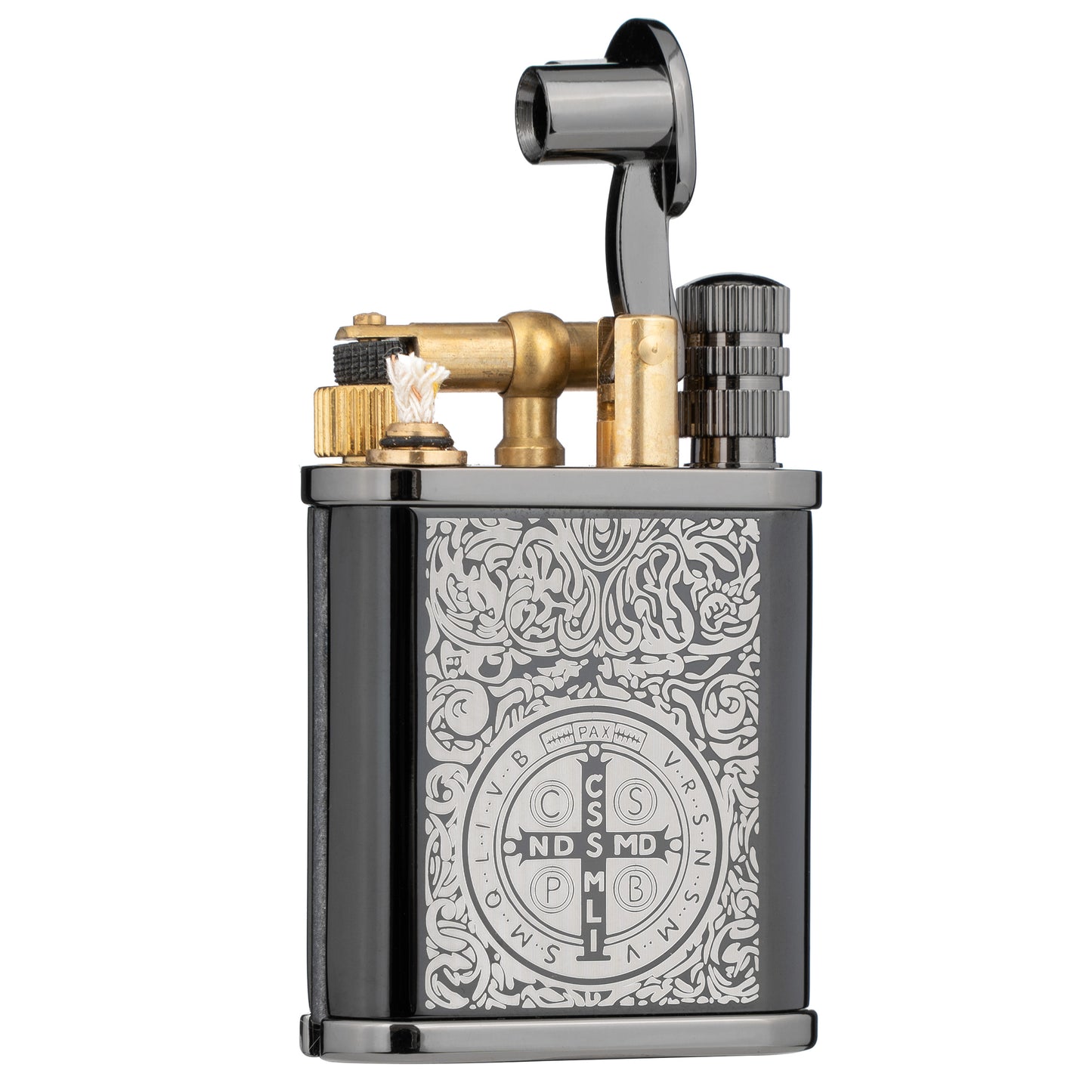 Black Ice Constantine 2 in 1 Lighetr Permanent Match Antique Style Lift Arm Kerosene Lighter with Permanent Match