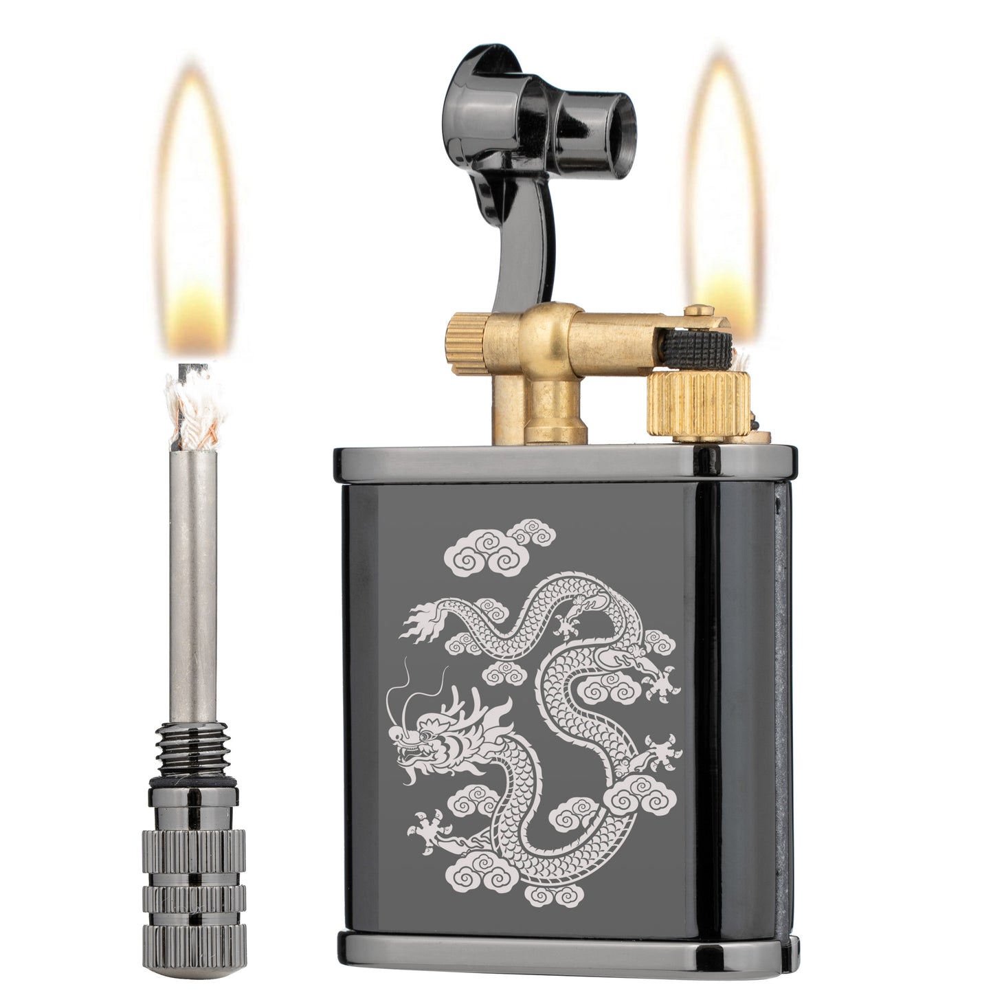 2 in 1 Lighetr Permanent Match Antique Style Lift Arm Kerosene Lighter with Permanent Match