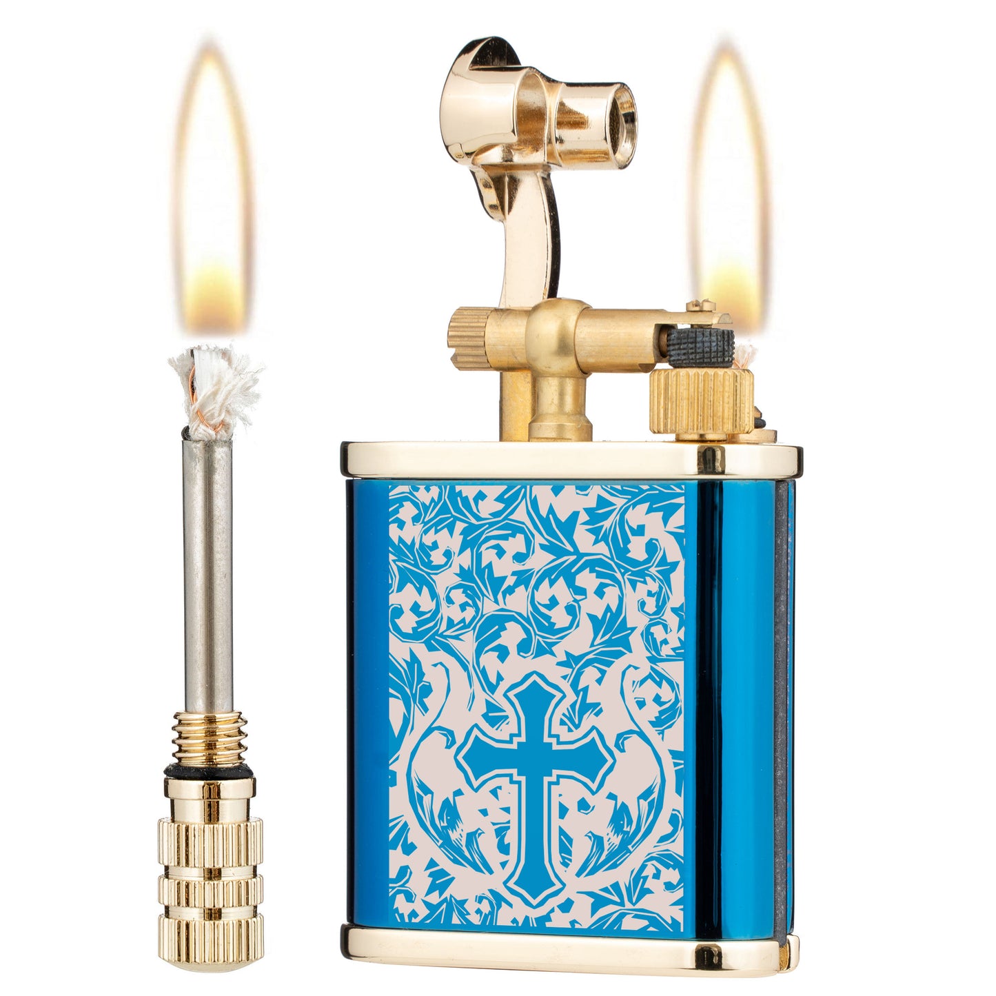 2 in 1 Lighetr Permanent Match Antique Style Lift Arm Kerosene Lighter with Permanent Match