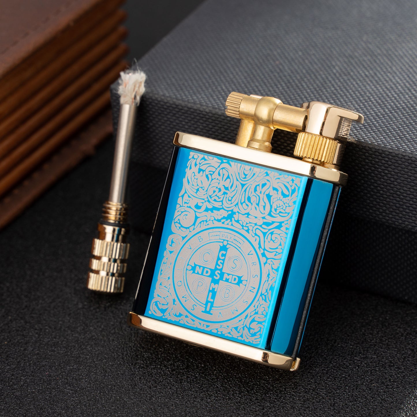 Blue Ice Constantine 2 in 1 Lighetr Permanent Match Antique Style Lift Arm Kerosene Lighter with Permanent Match