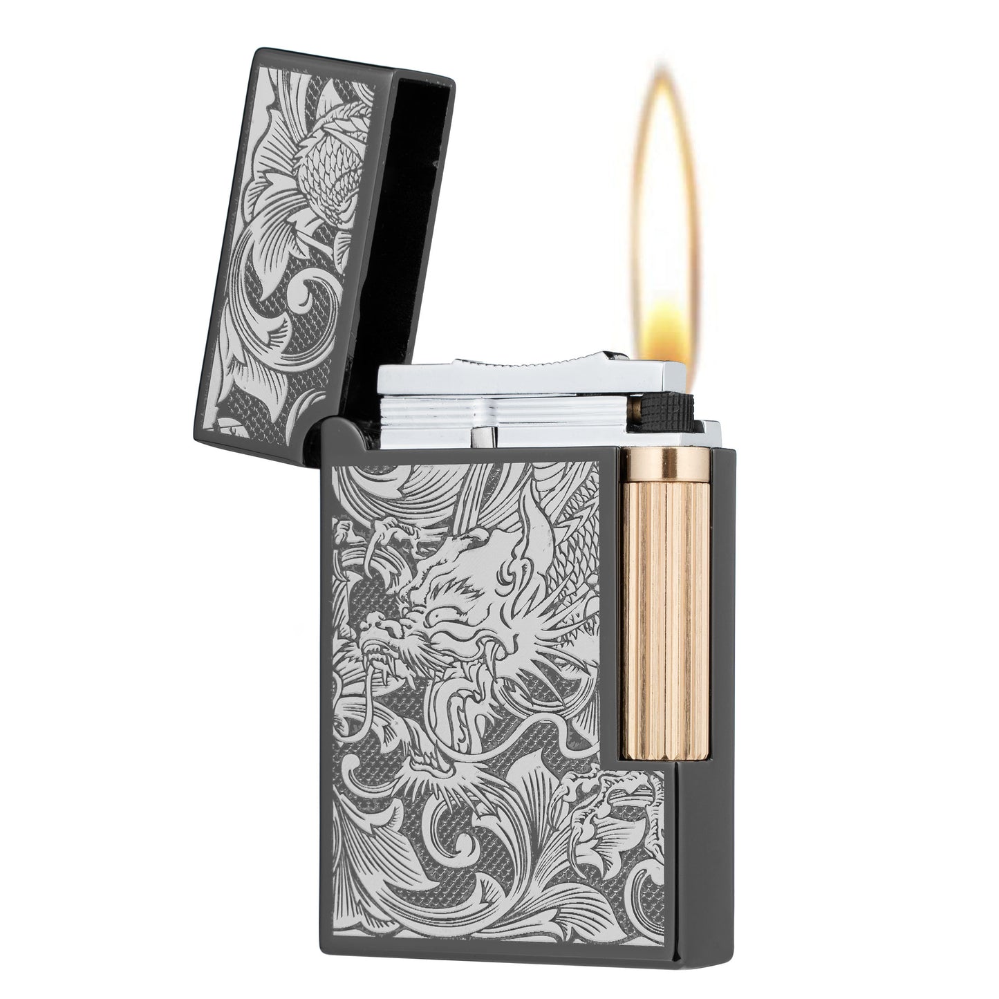 Chinese Dragon Flint Wheel Butane Refillable Soft Flame Lighter