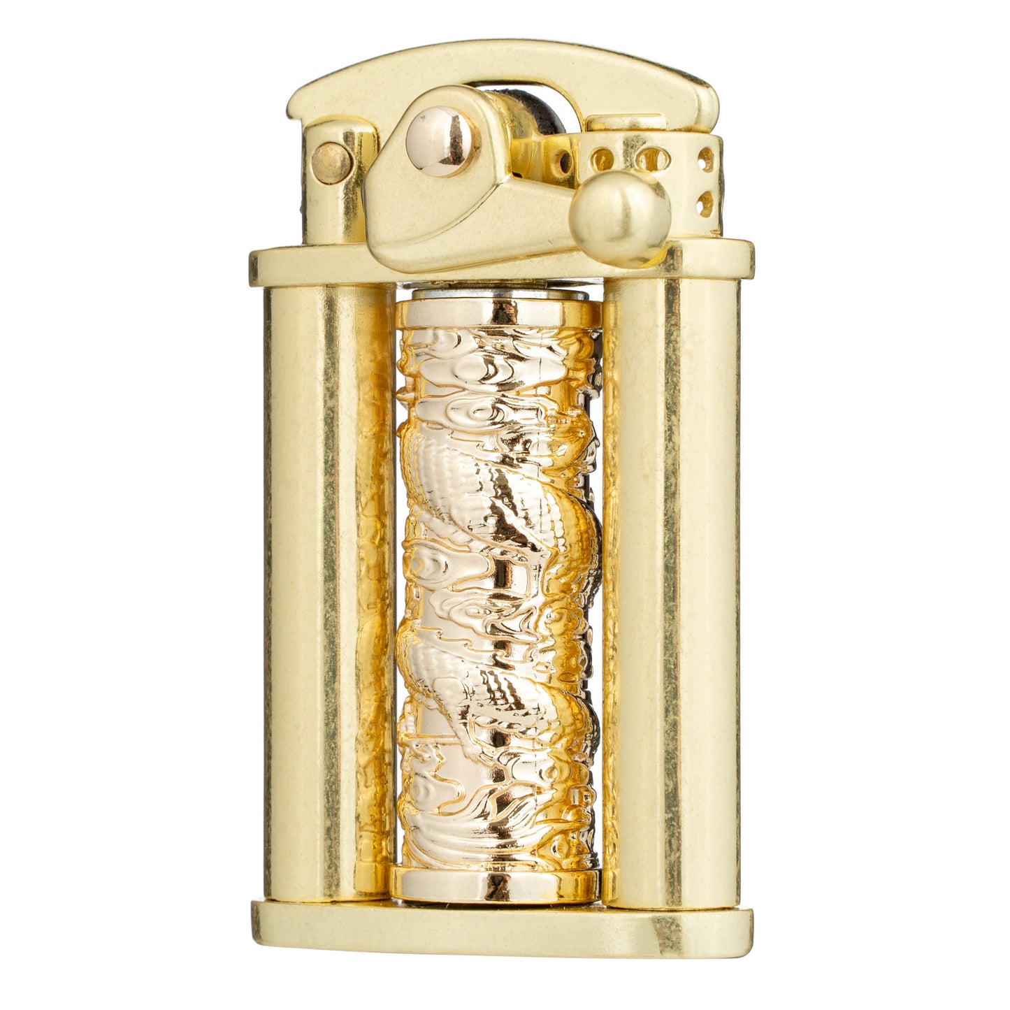 Antique Type Rotatable Dragon Pillar Soft Flame Rocker Arm Petrol Kerosene Lighter