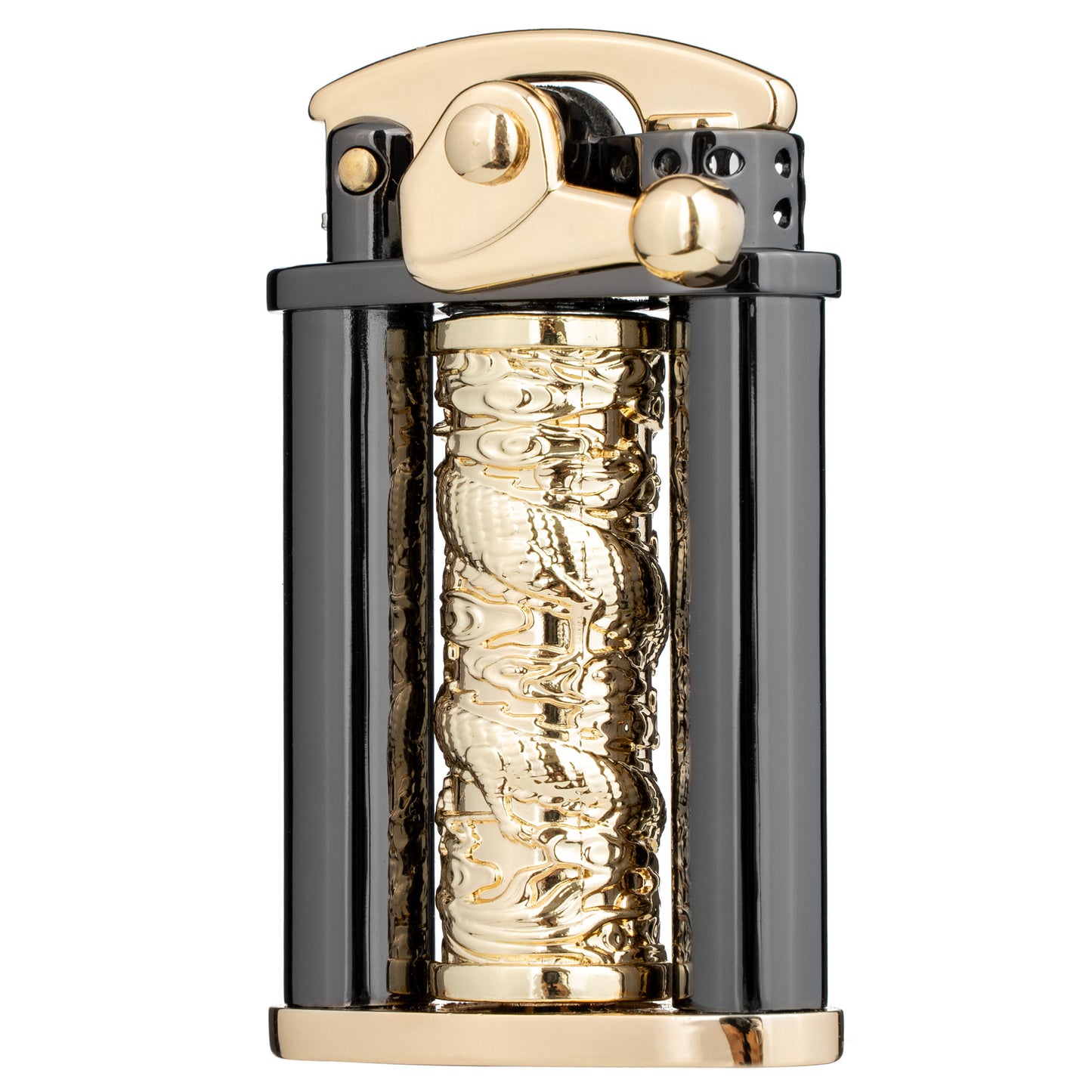 Antique Type Rotatable Dragon Pillar Soft Flame Rocker Arm Petrol Kerosene Lighter