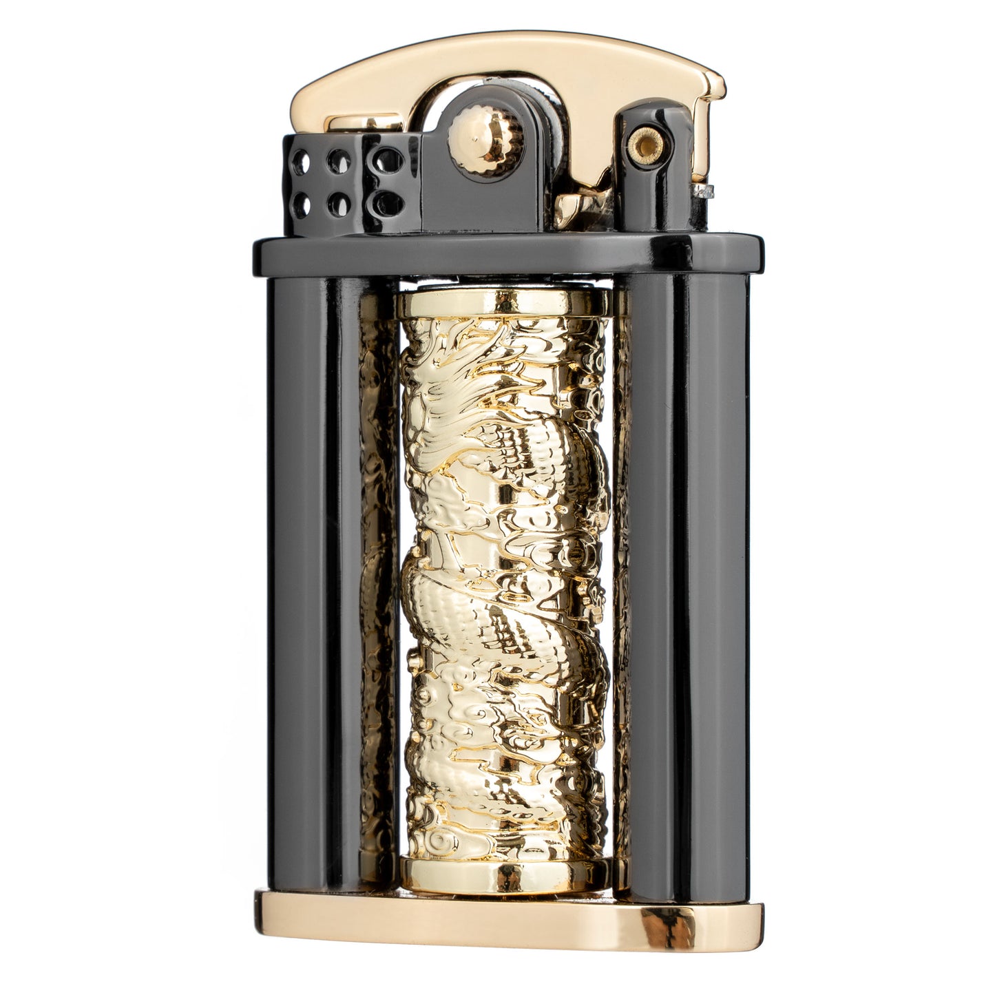 Antique Type Rotatable Dragon Pillar Soft Flame Rocker Arm Petrol Kerosene Lighter