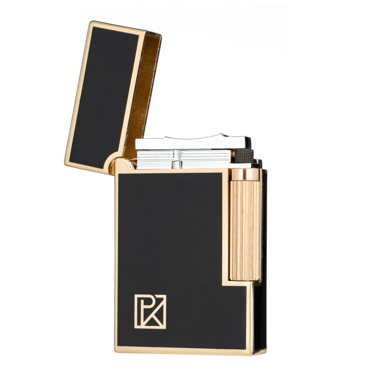 Soft Flame Black Gold Flint Wheel Butane Refillable Gas Metal Lighter