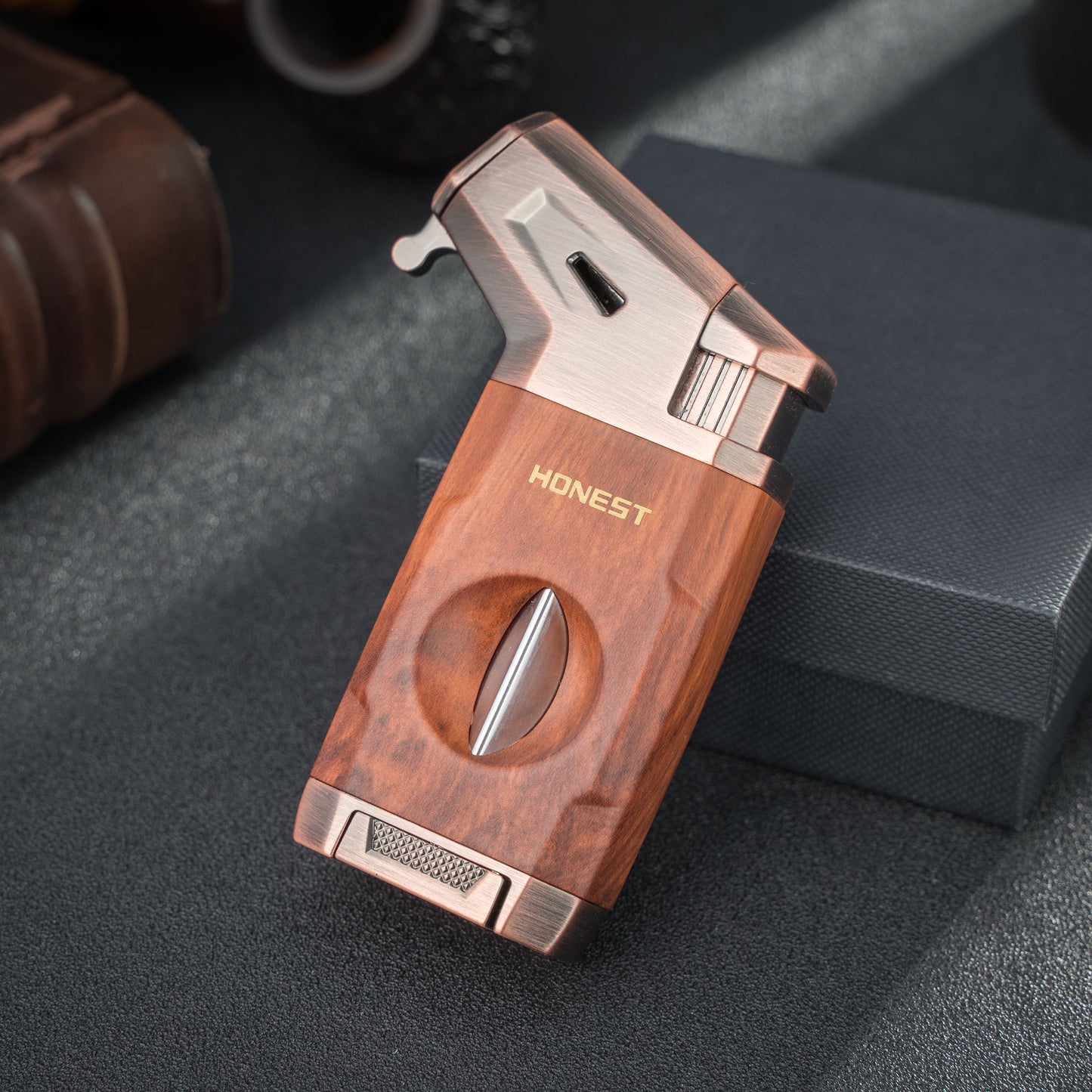 Multifunctional 2 in 1 Lighter Windproof Jet Flame Butane Refillable Torch Lighter with V Cutter