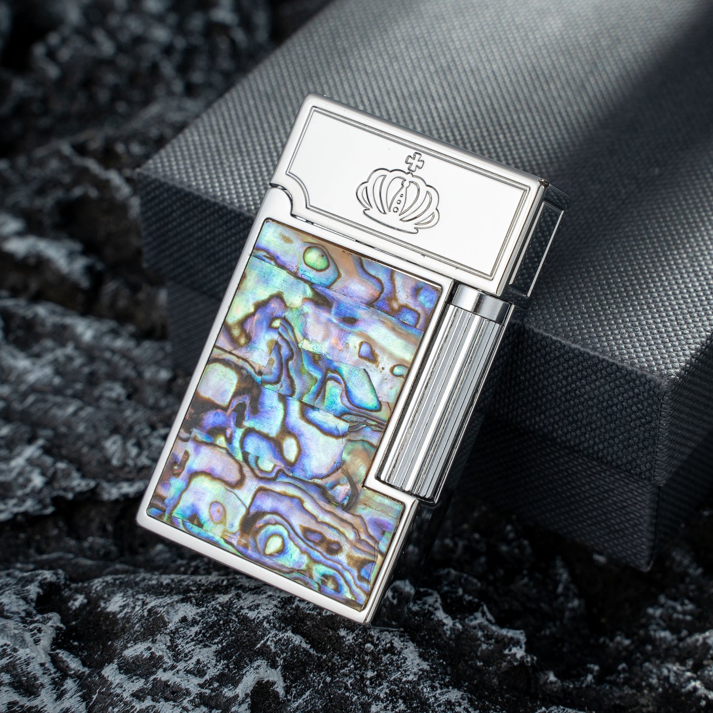 Classic Soft Flame Inlaid Paua Shell Kerosene Lighter Side Wheel Lighter Fluid Refillable Lighter