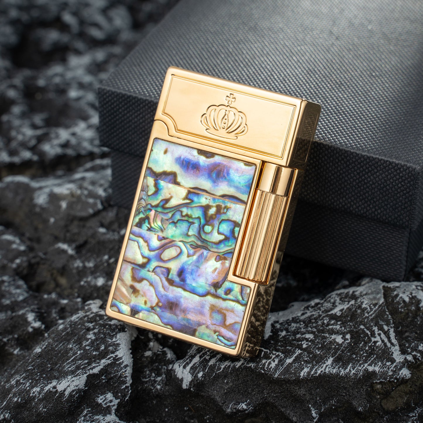 Classic Soft Flame Inlaid Paua Shell Kerosene Lighter Side Wheel Lighter Fluid Refillable Lighter