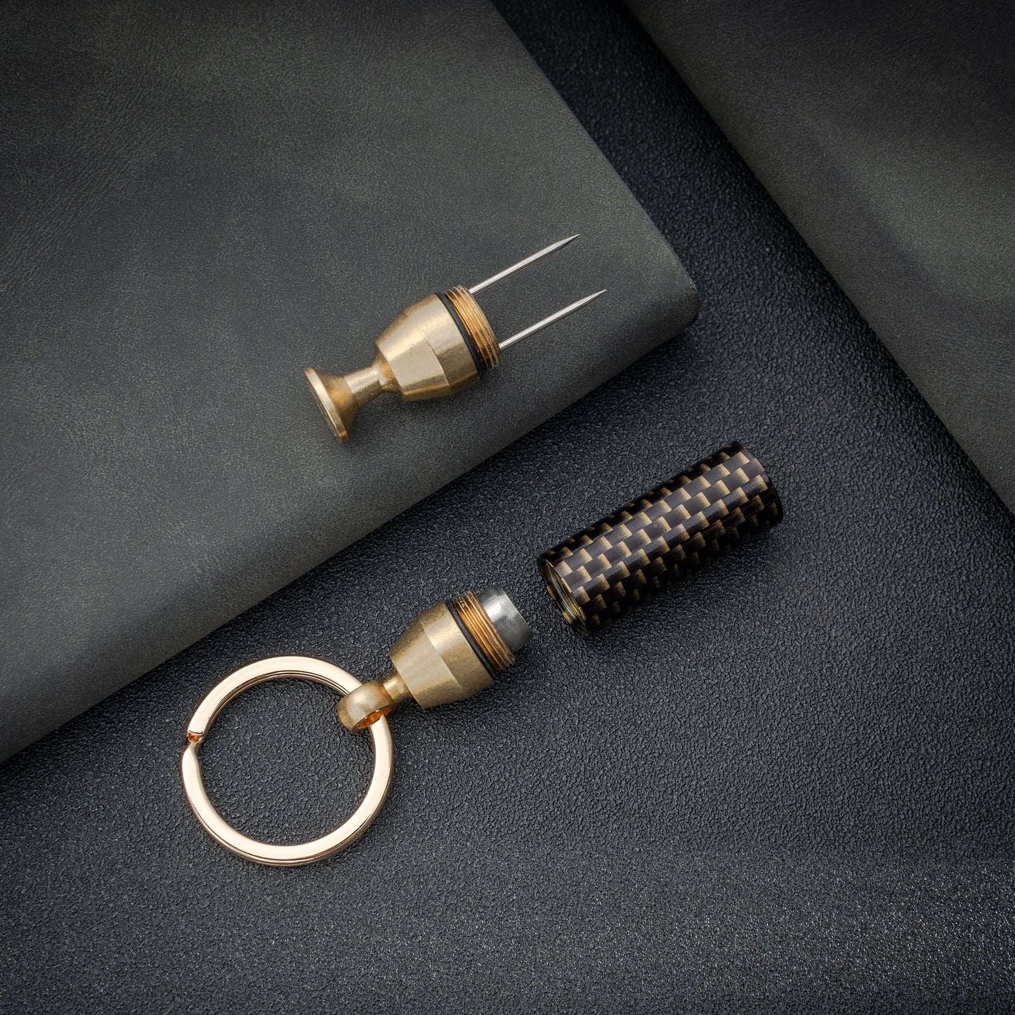 Solid Brass 2-in-1 Cigar Punch Cutter Cigar Needle with Keychain, Cigar Draw Enhancer, Premium Cigar Accessories Tool
