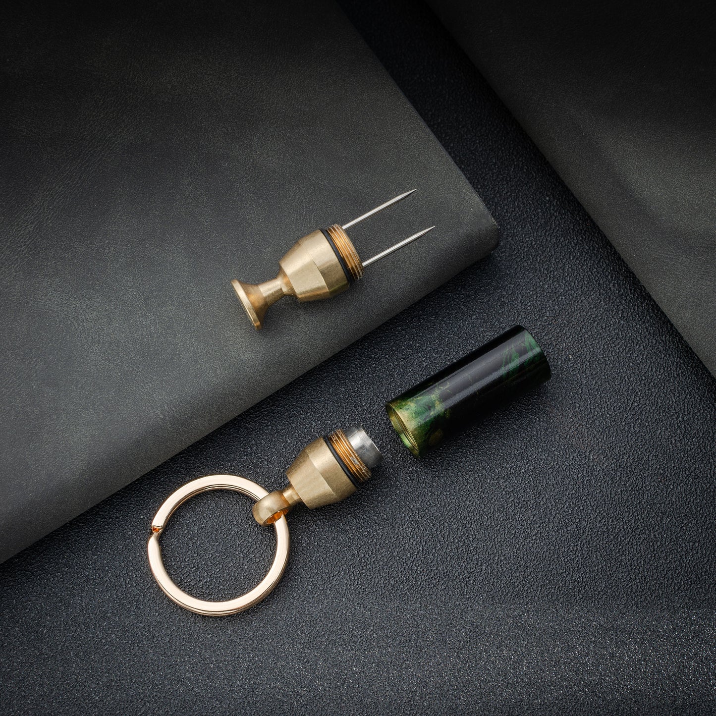 Solid Brass 2-in-1 Cigar Punch Cutter Cigar Needle with Keychain, Cigar Draw Enhancer, Premium Cigar Accessories Tool