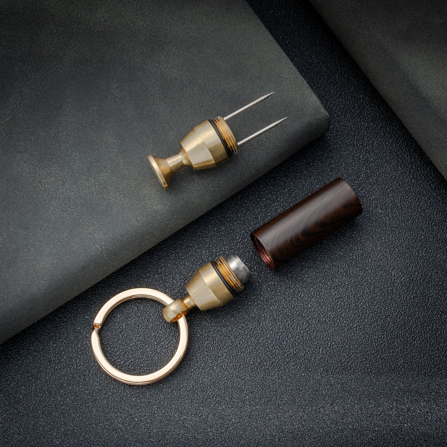 Solid Brass 2-in-1 Cigar Punch Cutter Cigar Needle with Keychain, Cigar Draw Enhancer, Premium Cigar Accessories Tool