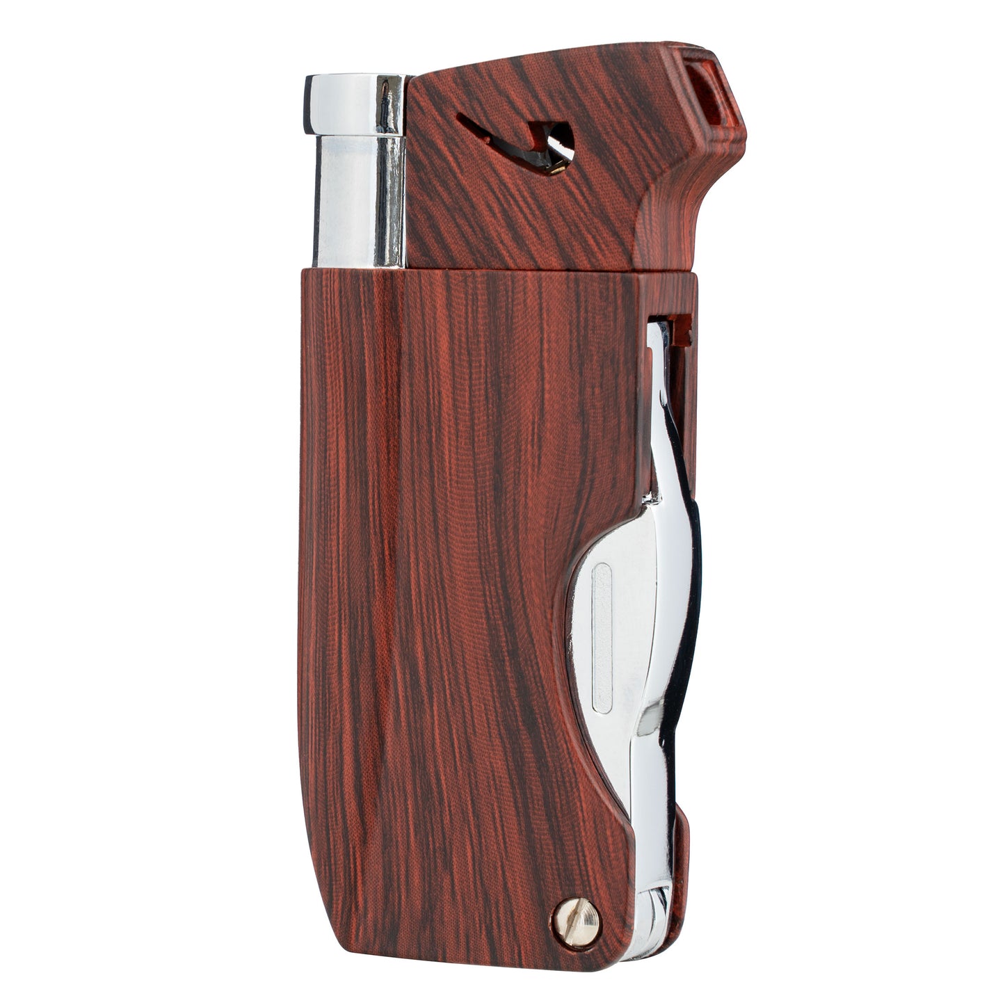 Refillable Butane Pipe Lighter with Angled Soft Flame for Smoking Tobacco, Built-in 3-in-1 Pipe Cleaner Tool Kit