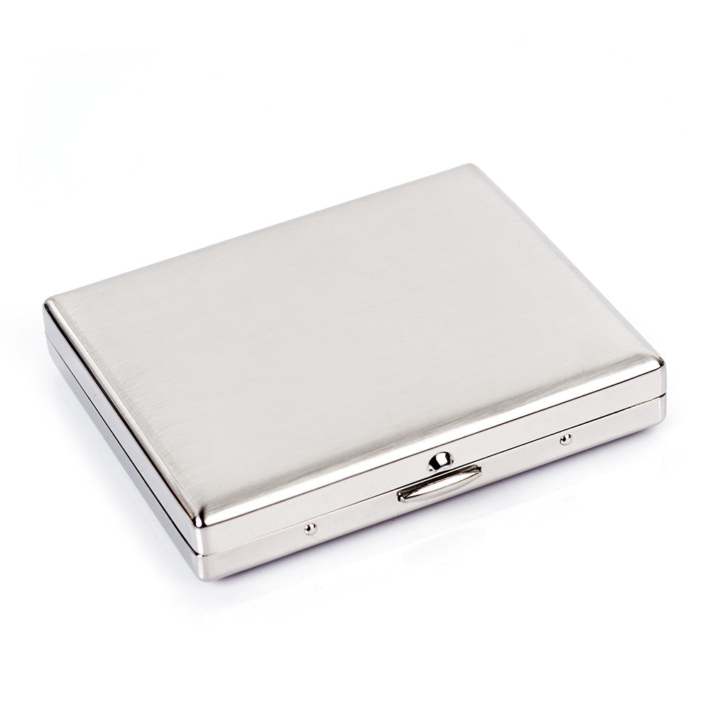 Brushed Stainless Steel Metal Cigarette Case Holder Box Holds 20 Cigarettes