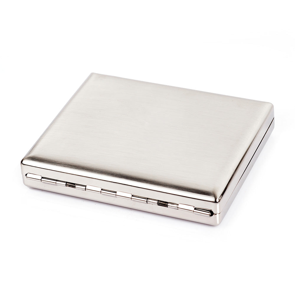 Brushed Stainless Steel Metal Cigarette Case Holder Box Holds 20 Cigarettes