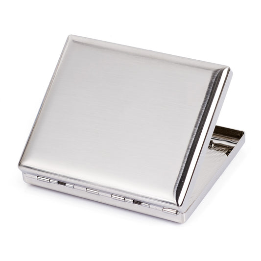 Brushed Stainless Steel Metal Cigarette Case Holder Box Holds 20 Cigarettes