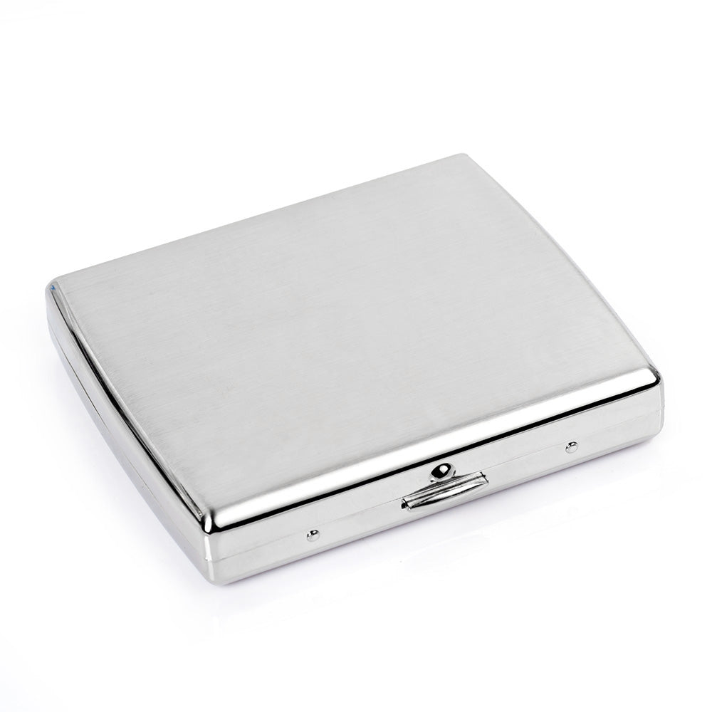 Brushed Stainless Steel Metal Cigarette Case Holder Box Holds 20 Cigarettes