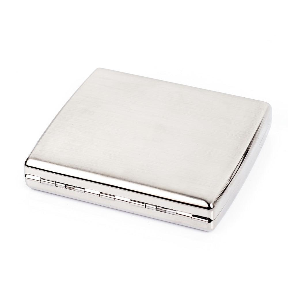 Brushed Stainless Steel Metal Cigarette Case Holder Box Holds 20 Cigarettes
